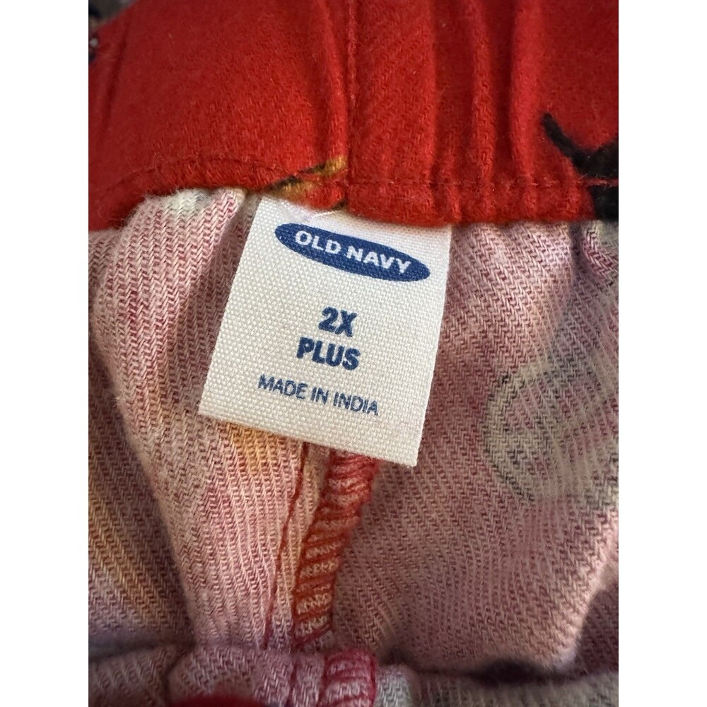 Old Navy Flannel Pajama Bottoms Christmas Dog Skiing Red Plus Size 2X Cotton - Picture 3 of 10